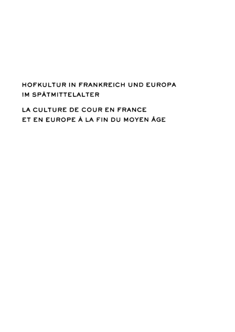 Cover image for book Hofkultur in Frankreich und Europa im Spätmittelalter