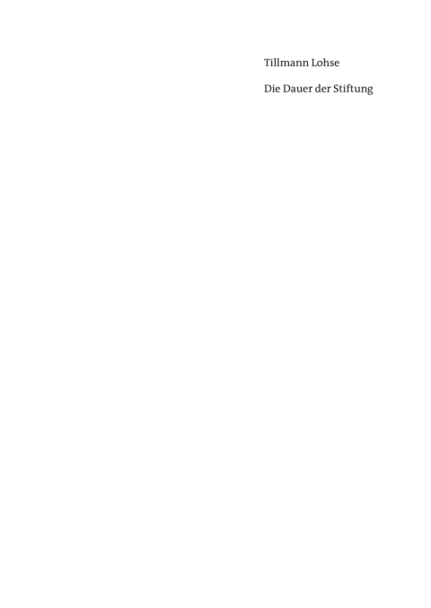 Cover image for book Die Dauer der Stiftung