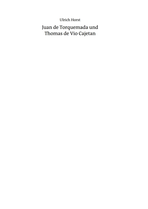 Cover image for book Juan de Torquemada und Thomas de Vio Cajetan