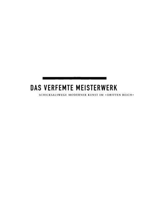 Cover image for book Das verfemte Meisterwerk