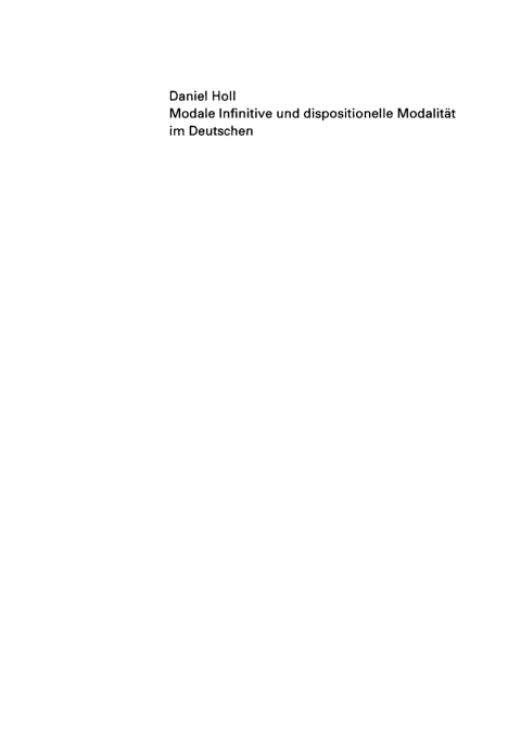 Cover image for book Modale Infinitive und dispositionelle Modalität im Deutschen