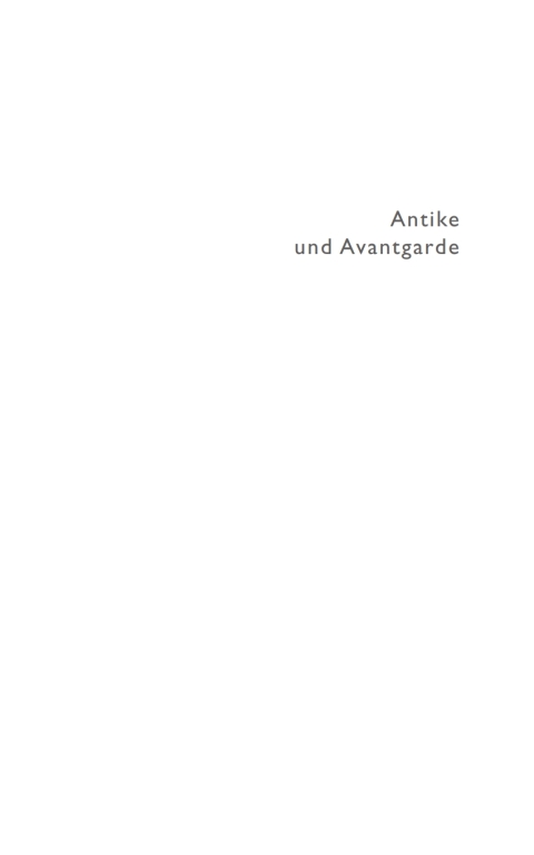 Cover image for book Antike und Avantgarde
