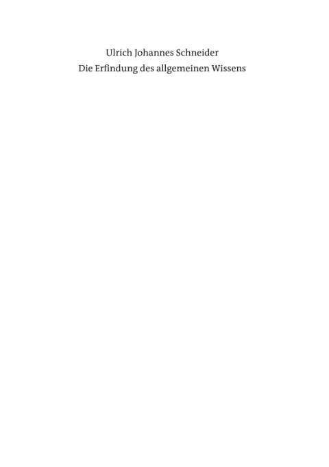 Cover image for book Die Erfindung des allgemeinen Wissens