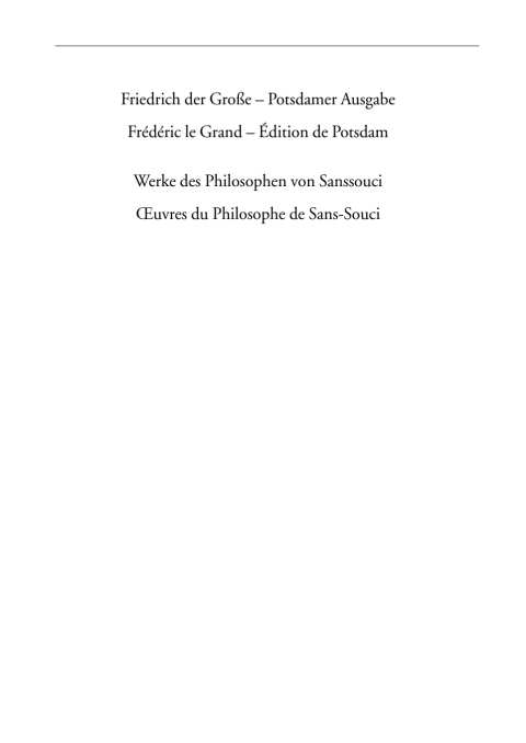 Cover image for book Werke des Philosophen von Sanssouci / Oeuvres du Philosophe de Sans-Souci