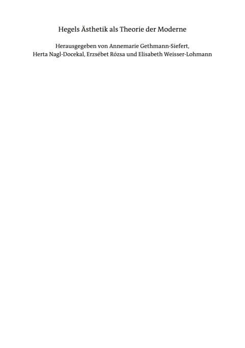Cover image for book Hegels Ästhetik als Theorie der Moderne