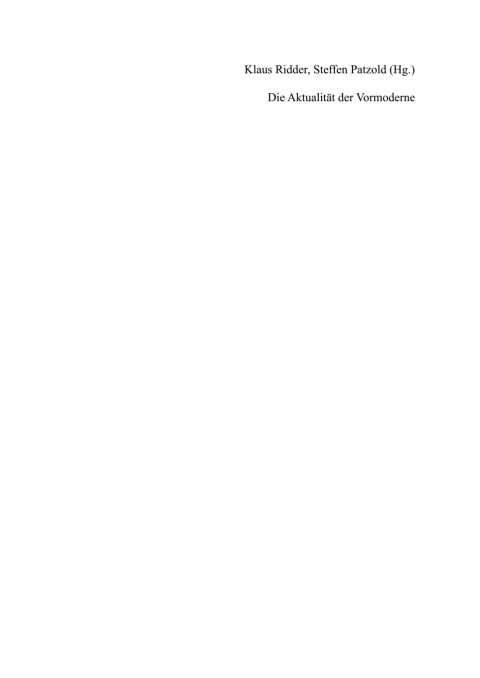 Cover image for book Die Aktualität der Vormoderne