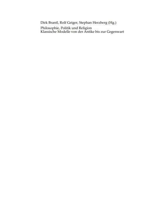 Cover image for book Philosophie, Politik und Religion