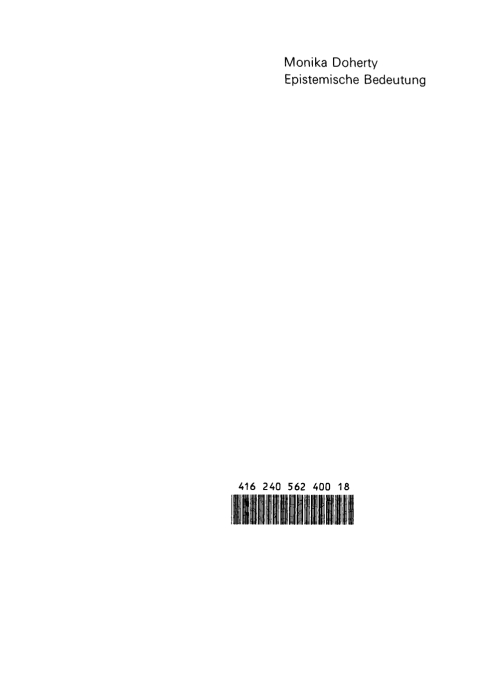 Cover image for book Epistemische Bedeutung
