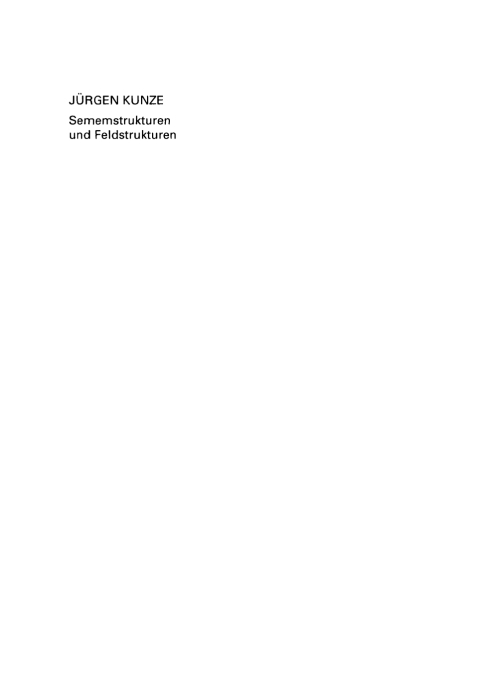 Cover image for book Sememstrukturen und Feldstrukturen