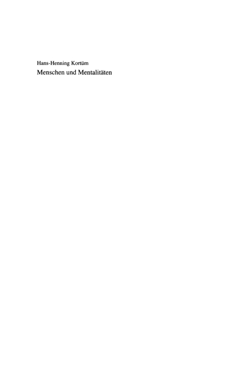 Cover image for book Menschen und Mentalitäten
