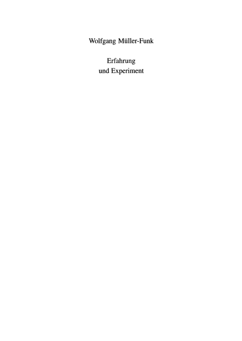 Cover image for book Erfahrung und Experiment