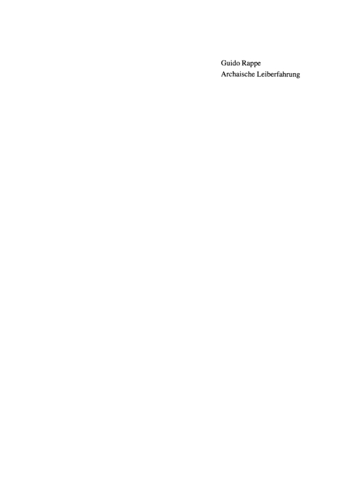 Cover image for book Archaische Leiberfahrung