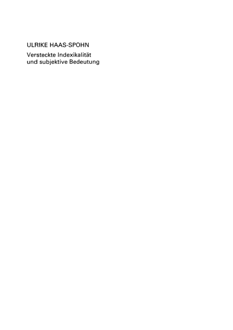 Cover image for book Versteckte Indexikalität und subjektive Bedeutung