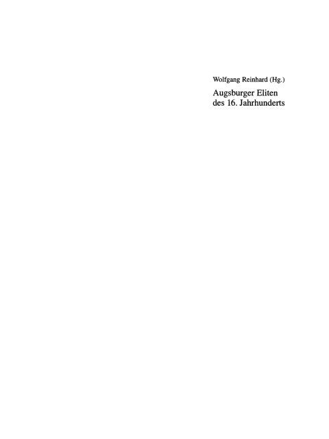 Cover image for book Augsburger Eliten des 16. Jahrhunderts