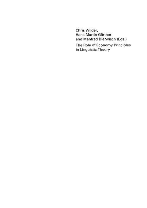 Cover image for book The Role of Economy Principles in Linguistic Theory