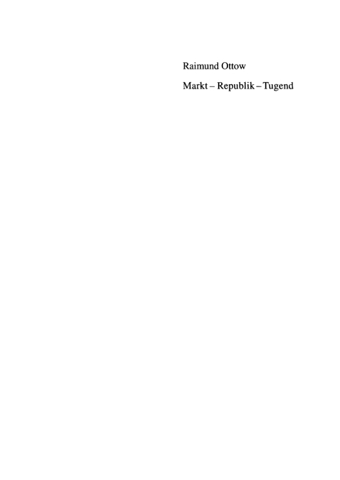 Cover image for book Markt – Republik – Tugend