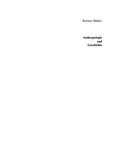 Cover image for book Anthropologie und Geschichte