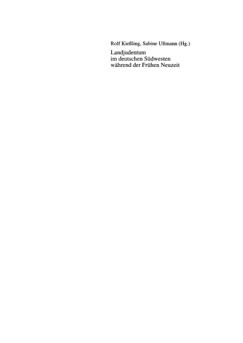 Cover image for book Landjudentum im deutschen Südwesten während der Frühen Neuzeit