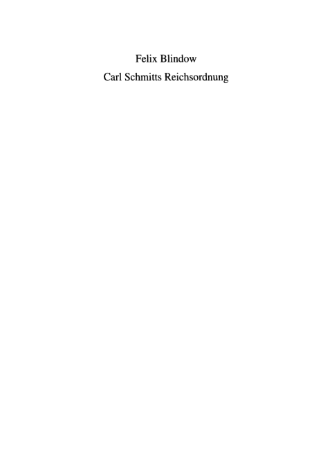 Cover image for book Carl Schmitts Reichsordnung