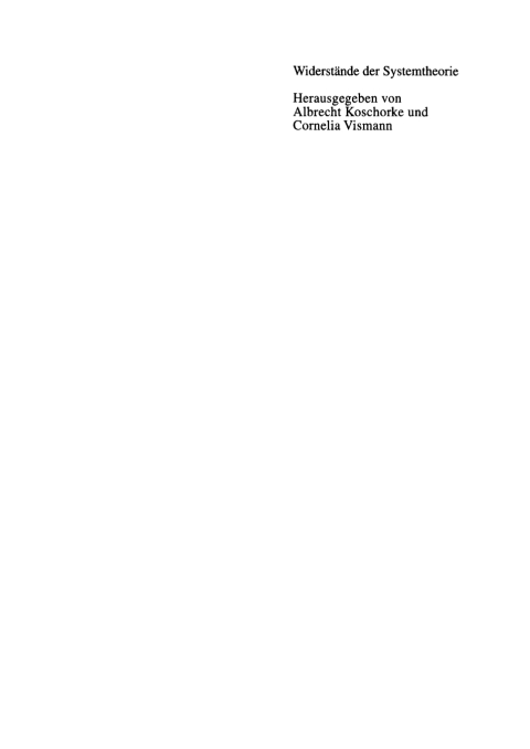 Cover image for book Widerstände der Systemtheorie