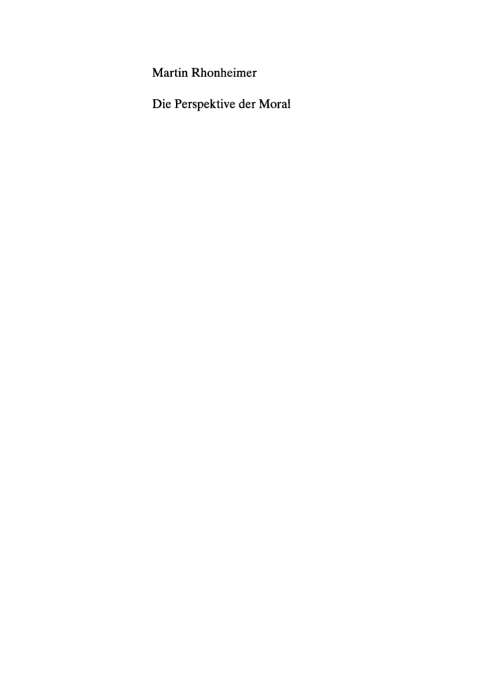 Cover image for book Die Perspektive der Moral