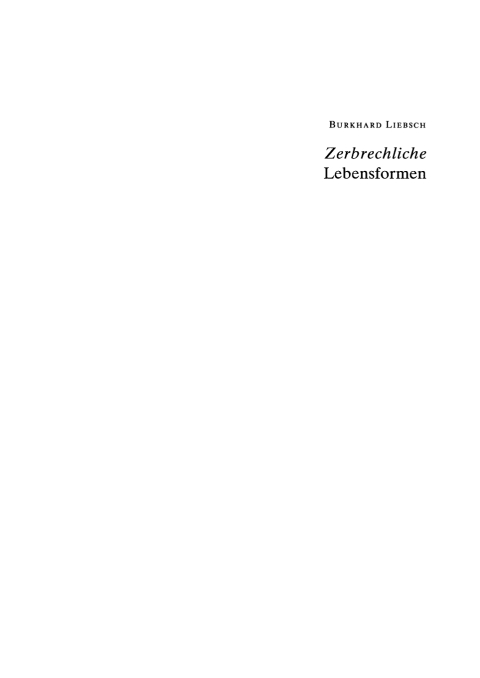 Cover image for book Zerbrechliche Lebensformen