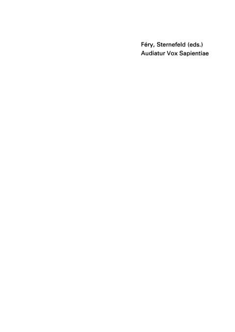 Cover image for book Audiatur Vox Sapientiae