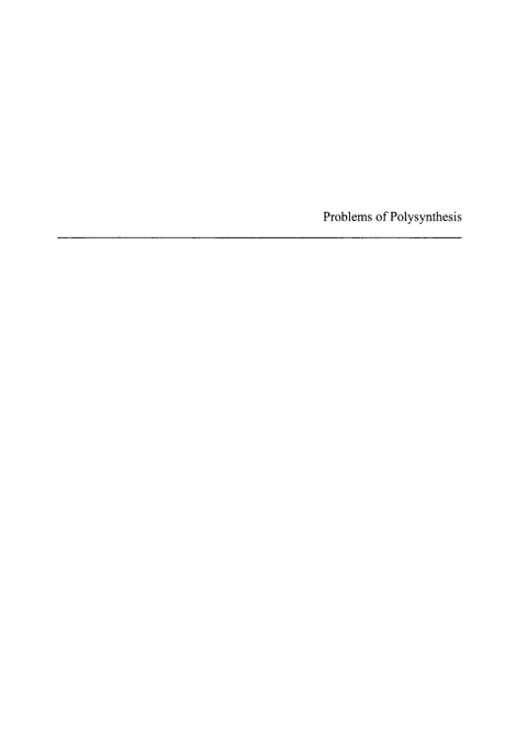 Cover image for book Problems of Polysynthesis
