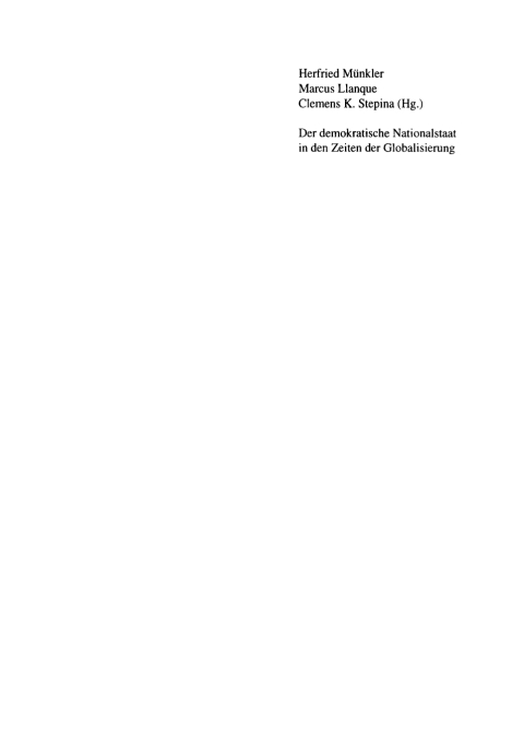 Cover image for book Der demokratische Nationalstaat in den Zeiten der Globalisierung