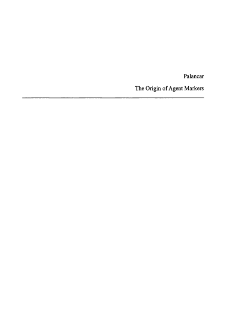 Cover image for book The Origin of Agent Markers