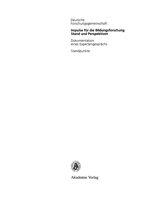 Cover image for book Impulse für die Bildungsforschung