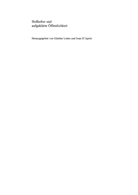 Cover image for book Hofkultur und aufgeklärte Öffentlichkeit
