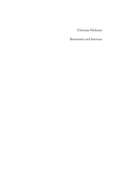 Cover image for book Bekenntnis und Interesse