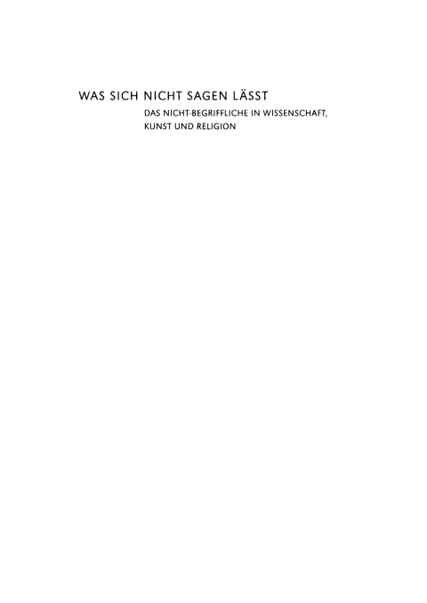 Cover image for book Was sich nicht sagen lässt