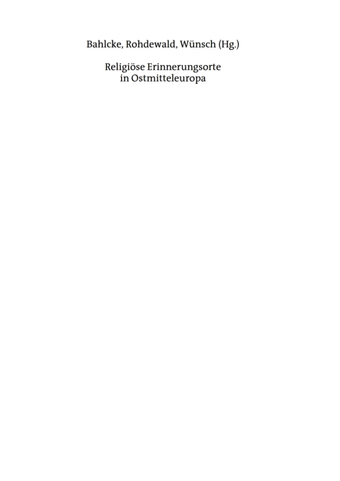 Cover image for book Religiöse Erinnerungsorte in Ostmitteleuropa