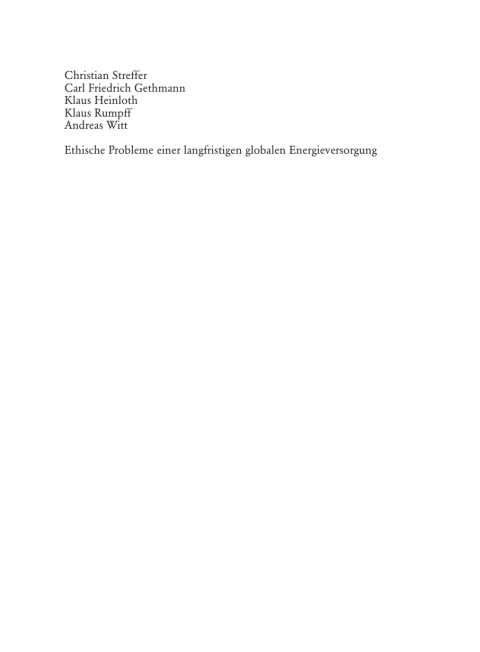 Cover image for book Ethische Probleme einer langfristigen globalen Energieversorgung