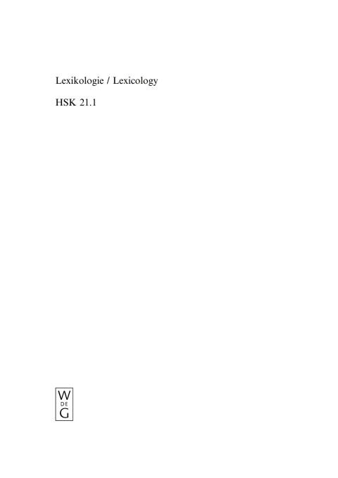 Cover image for book Lexikologie / Lexicology. 1. Halbband