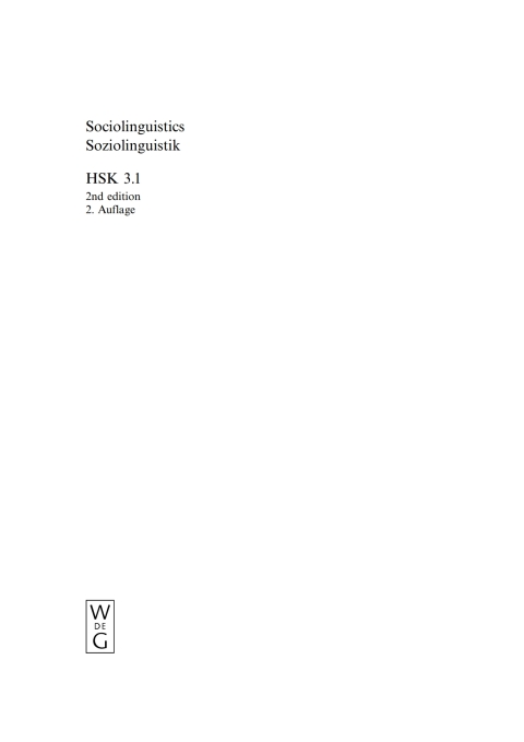 Cover image for book Sociolinguistics / Soziolinguistik. Volume 1