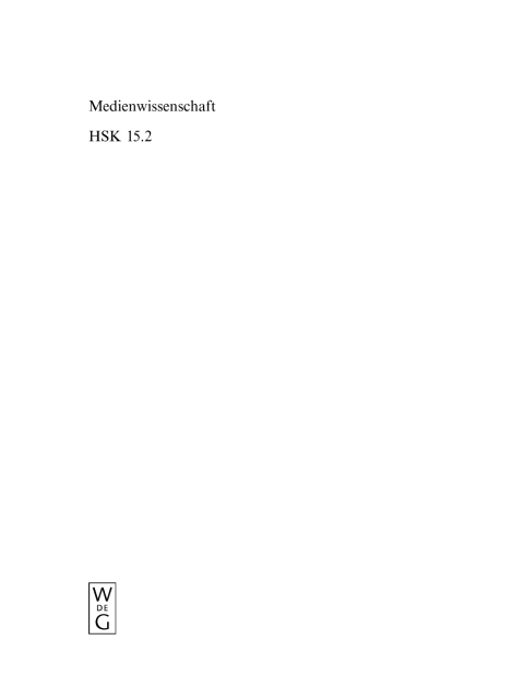 Cover image for book Medienwissenschaft. 2. Teilband