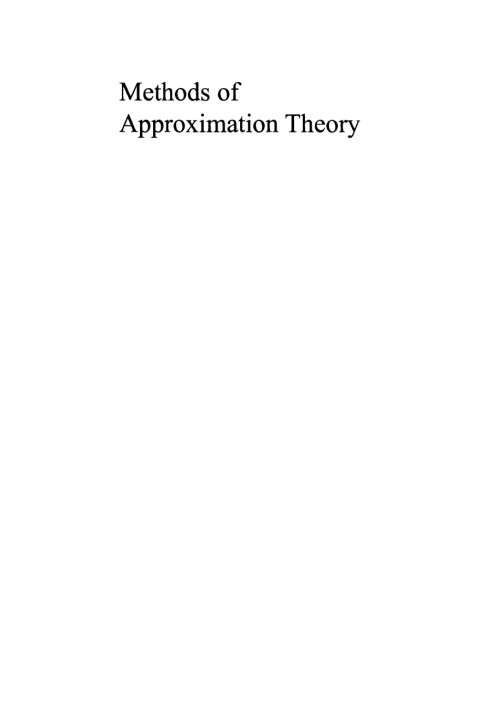 Methods of Approximation Theory 