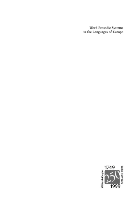 Cover image for book Word Prosodic Systems in the Languages of Europe
