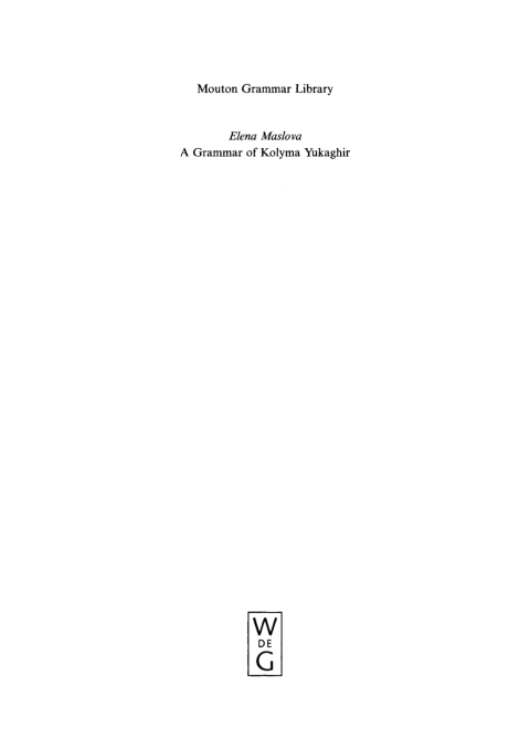 Cover image for book A Grammar of Kolyma Yukaghir