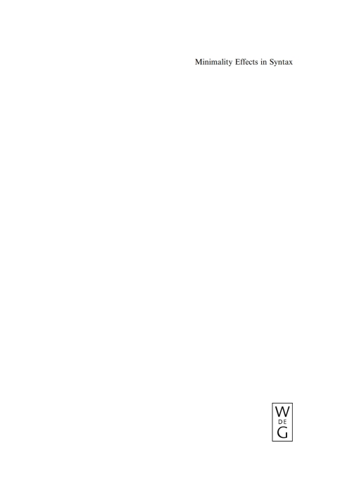 Cover image for book Minimality Effects in Syntax
