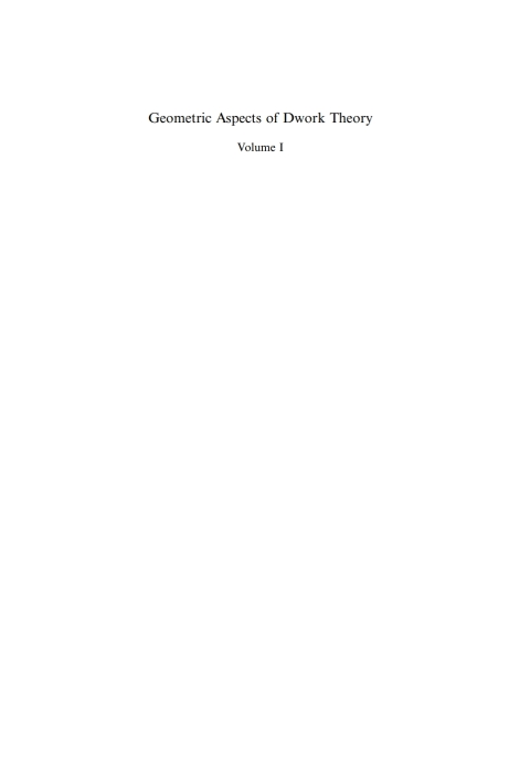 Cover image for book Geometric Aspects of Dwork Theory