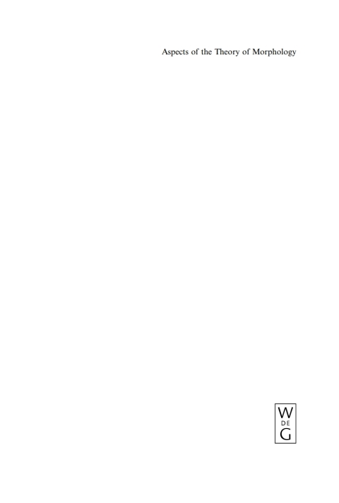 Cover image for book Aspects of the Theory of Morphology