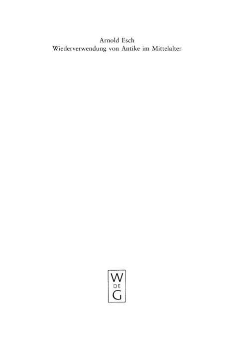 Cover image for book Wiederverwendung von Antike im Mittelalter