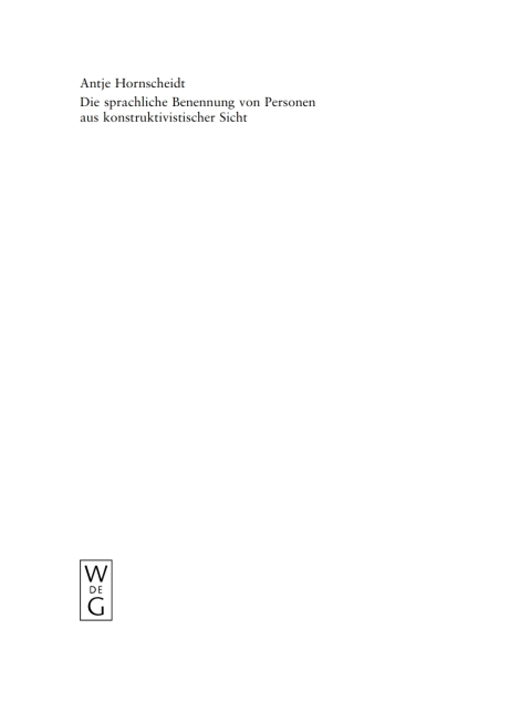 Cover image for book Die sprachliche Benennung von Personen aus konstruktivistischer Sicht