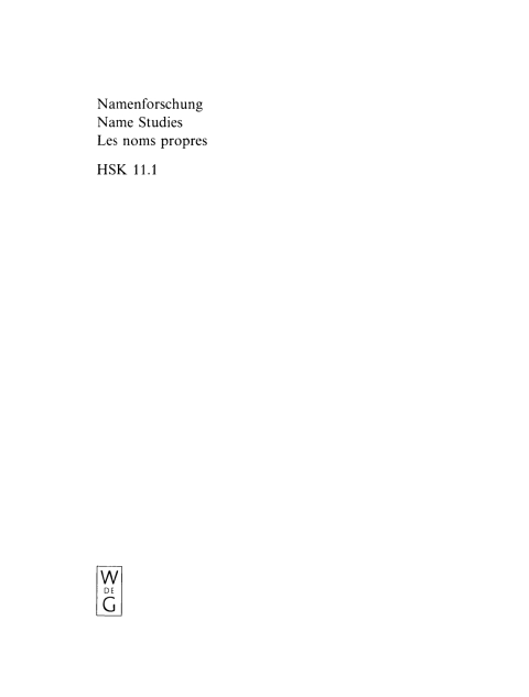 Cover image for book Namenforschung / Name Studies / Les noms propres. 1. Halbband