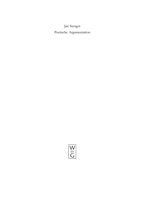 Cover image for book Poetische Argumentation