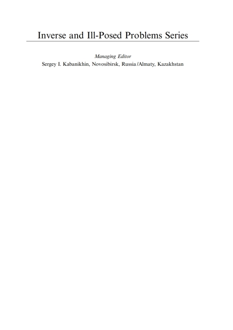 Cover image for book Numerical Methods for Solving Inverse Problems of Mathematical Physics